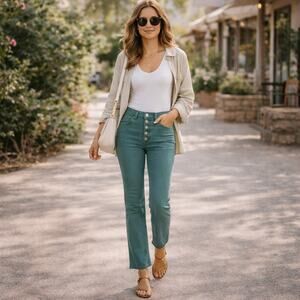 Paige Cindy SZ 23 Exposed Button Fly Vintage Daytime Blue $209 NWT